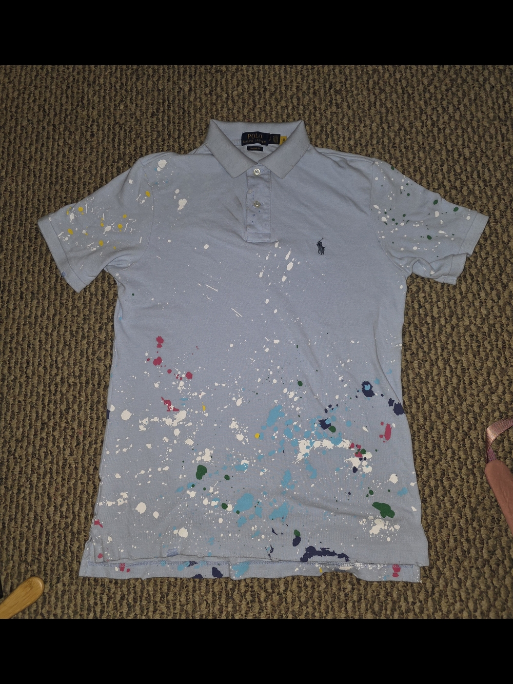 Ralph Lauren Light Blue Paint-Splatter Polo